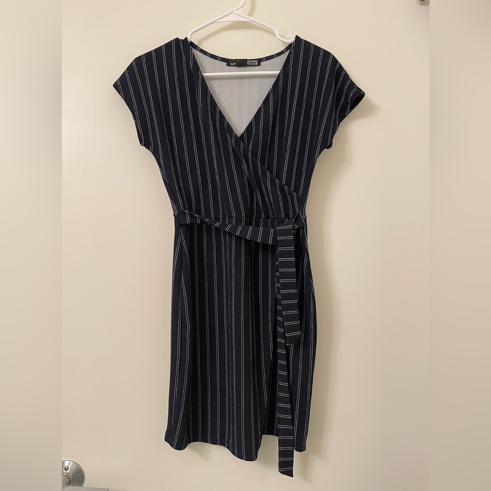 Blue striped dress, size small